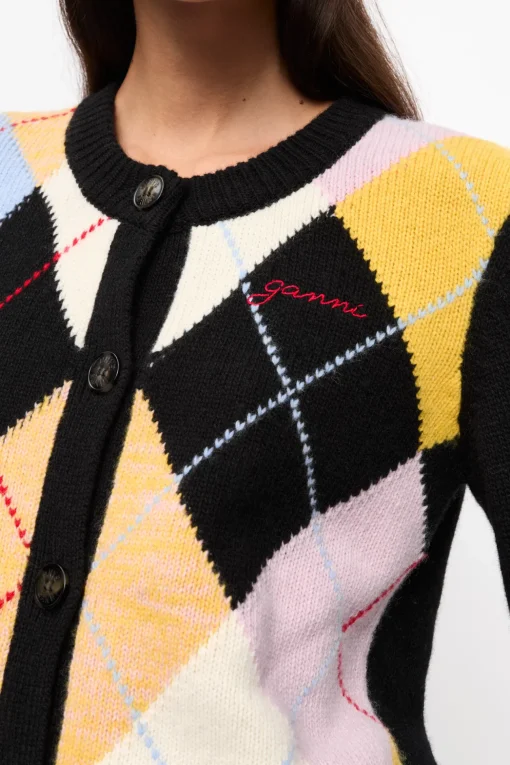 GANNI Plus Size Klær | Strikkeplagg<Harlequin-cardigan Multicolour