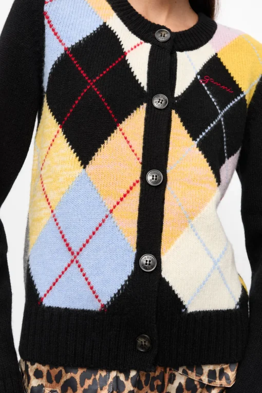 GANNI Plus Size Klær | Strikkeplagg<Harlequin-cardigan Multicolour
