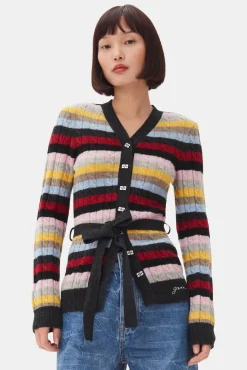 GANNI Strikkeplagg<Stripe Belt-cardigan Multicolour
