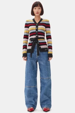 GANNI Strikkeplagg<Stripe Belt-cardigan Multicolour
