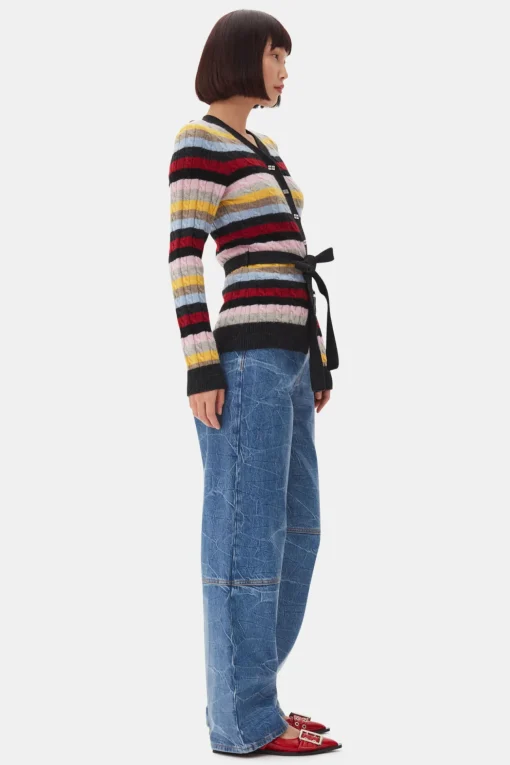 GANNI Strikkeplagg<Stripe Belt-cardigan Multicolour