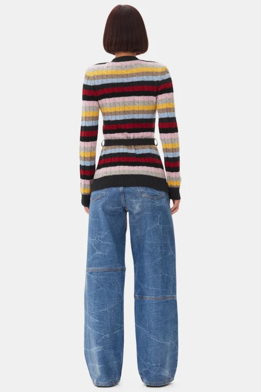GANNI Strikkeplagg<Stripe Belt-cardigan Multicolour