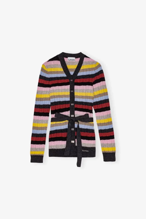 GANNI Strikkeplagg<Stripe Belt-cardigan Multicolour