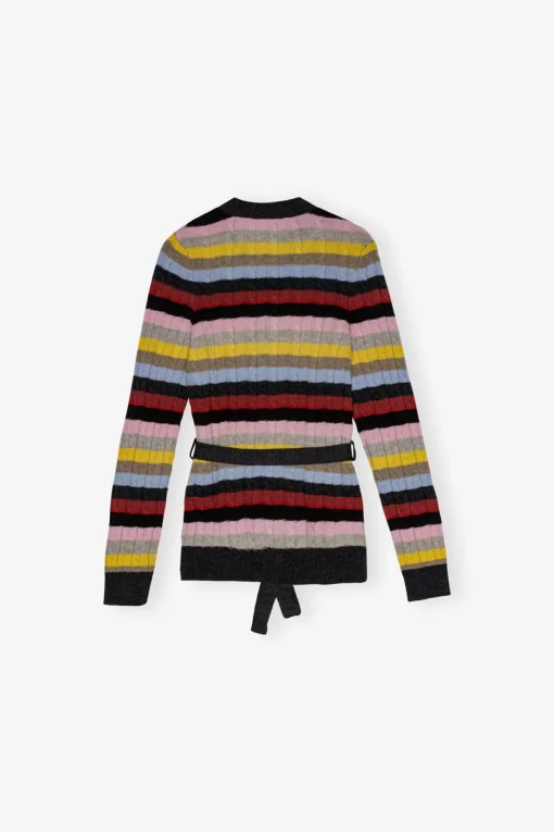 GANNI Strikkeplagg<Stripe Belt-cardigan Multicolour