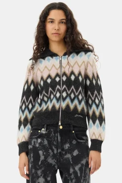 GANNI Strikkeplagg<Multicolour Zip-cardigan Black