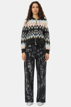 GANNI Strikkeplagg<Multicolour Zip-cardigan Black