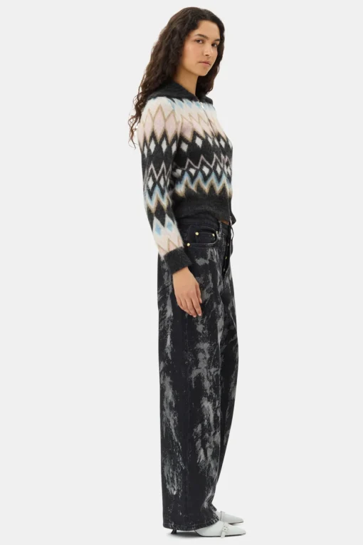 GANNI Strikkeplagg<Multicolour Zip-cardigan Black