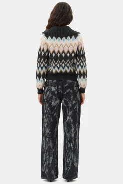 GANNI Strikkeplagg<Multicolour Zip-cardigan Black