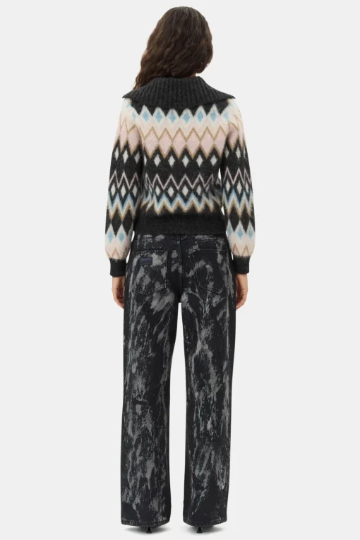 GANNI Strikkeplagg<Multicolour Zip-cardigan Black