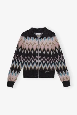 GANNI Strikkeplagg<Multicolour Zip-cardigan Black