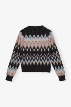 GANNI Strikkeplagg<Multicolour Zip-cardigan Black