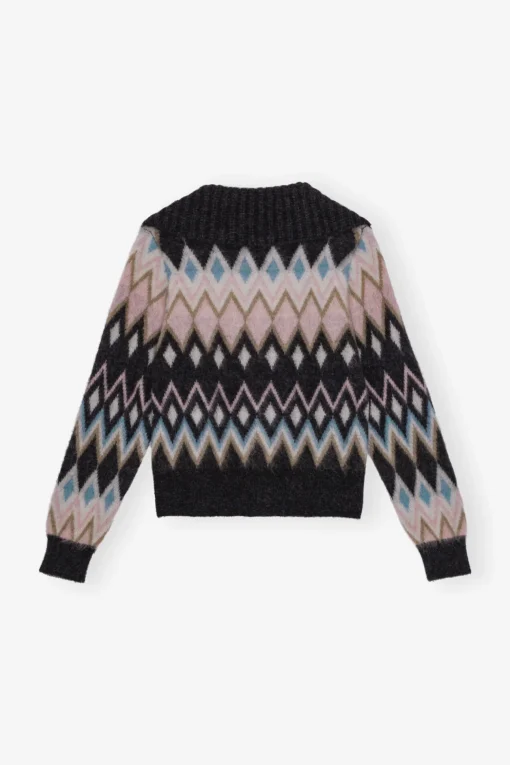 GANNI Strikkeplagg<Multicolour Zip-cardigan Black