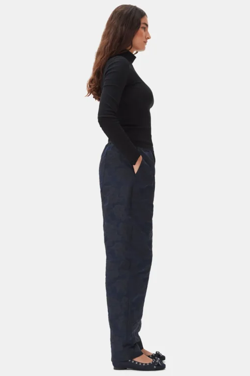 GANNI Sett | Bukser<Navy Blue Botanical Jacquard Elasticated Curve-bukse Peacoat