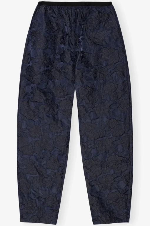 GANNI Sett | Bukser<Navy Blue Botanical Jacquard Elasticated Curve-bukse Peacoat