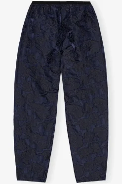 GANNI Sett | Bukser<Navy Blue Botanical Jacquard Elasticated Curve-bukse Peacoat