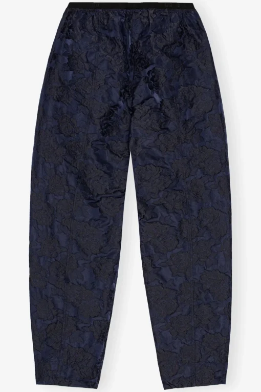 GANNI Sett | Bukser<Navy Blue Botanical Jacquard Elasticated Curve-bukse Peacoat