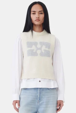 GANNI Plus Size Klær | Ganni Exclusives<Off-white Graphic-vest Egret