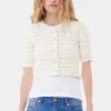 GANNI Plus Size Klær | Strikkeplagg<Off-white Pointelle Short Sleeve-cardigan Egret