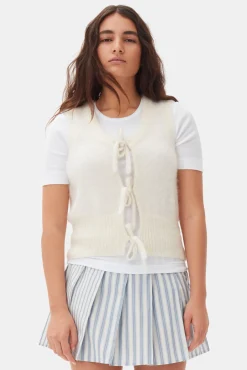GANNI Strikkeplagg<Off-white Tie String-vest Egret