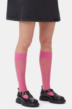 GANNI Sokker | Små Gaver<Pink Butterfly Lace Sokker ShockingPink