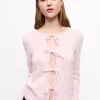 GANNI Strikkeplagg<Pink Cashmere Mix Tie String-cardigan MauveChalk