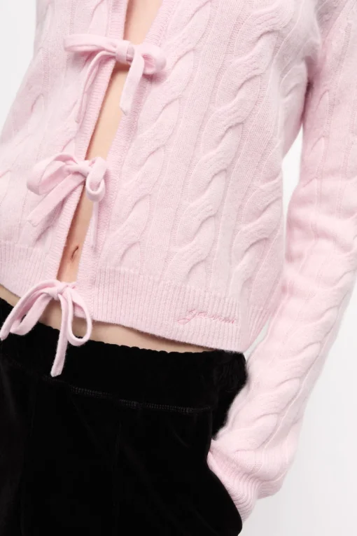 GANNI Strikkeplagg<Pink Cashmere Mix Tie String-cardigan MauveChalk