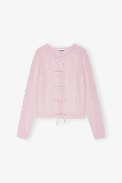 GANNI Strikkeplagg<Pink Cashmere Mix Tie String-cardigan MauveChalk