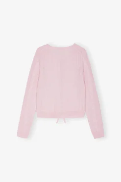 GANNI Strikkeplagg<Pink Cashmere Mix Tie String-cardigan MauveChalk