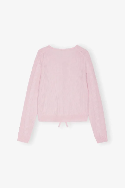 GANNI Strikkeplagg<Pink Cashmere Mix Tie String-cardigan MauveChalk