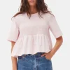 GANNI Topper<Pink Cotton Poplin Open Back Smock-bluse ChalkPink