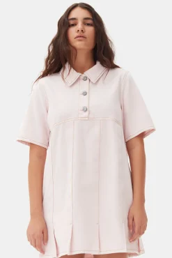 GANNI Sett | Denimklær<Pink Denim Mini-kjole ChalkPink