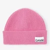 GANNI Hatter | Vintertilbehør<Pink Fitted Rib Knit Wool-lue ConeFlower