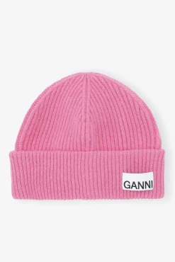 GANNI Hatter | Vintertilbehør<Pink Fitted Rib Knit Wool-lue ConeFlower