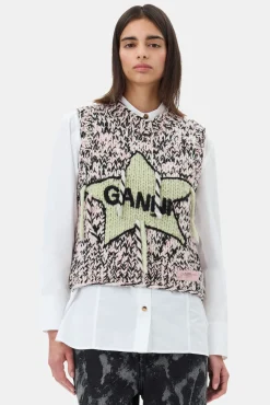 GANNI Strikkeplagg<Pink Graphic Wool Handknit-vest ChalkPink