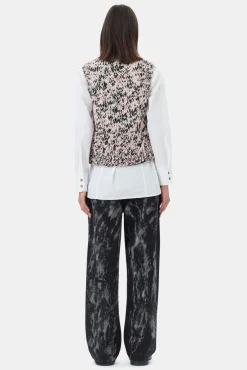 GANNI Strikkeplagg<Pink Graphic Wool Handknit-vest ChalkPink