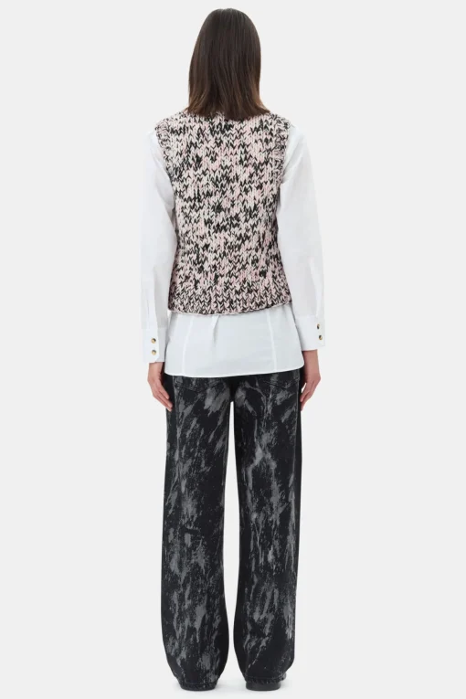 GANNI Strikkeplagg<Pink Graphic Wool Handknit-vest ChalkPink