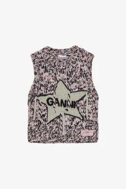 GANNI Strikkeplagg<Pink Graphic Wool Handknit-vest ChalkPink