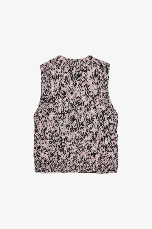 GANNI Strikkeplagg<Pink Graphic Wool Handknit-vest ChalkPink