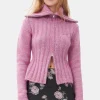 GANNI Strikkeplagg<Pink Highneck Zip-cardigan RoseViolet