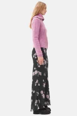 GANNI Strikkeplagg<Pink Highneck Zip-cardigan RoseViolet