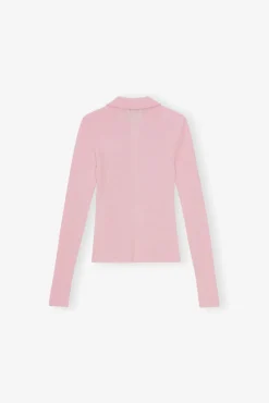 GANNI Strikkeplagg<Pink Knitted-poloskjorte ChalkPink