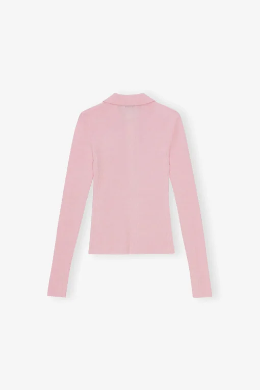 GANNI Strikkeplagg<Pink Knitted-poloskjorte ChalkPink