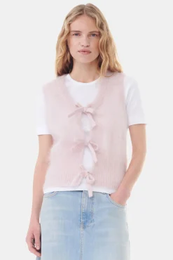 GANNI Strikkeplagg<Pink Light Mohair Tie String-vest LilacSachet