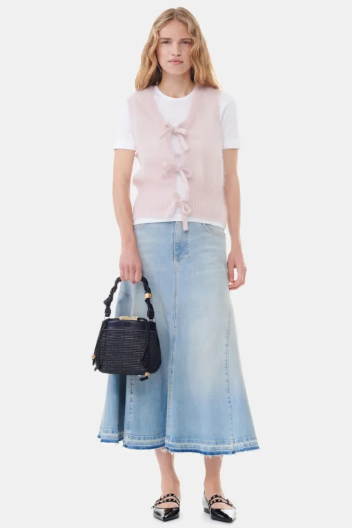 GANNI Strikkeplagg<Pink Light Mohair Tie String-vest LilacSachet