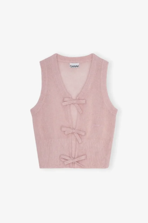 GANNI Strikkeplagg<Pink Light Mohair Tie String-vest LilacSachet