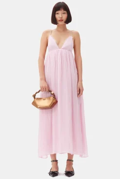 GANNI Kjoler<Pink Satin Strap-kjole ChalkPink