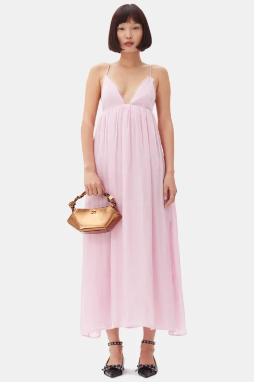 GANNI Kjoler<Pink Satin Strap-kjole ChalkPink
