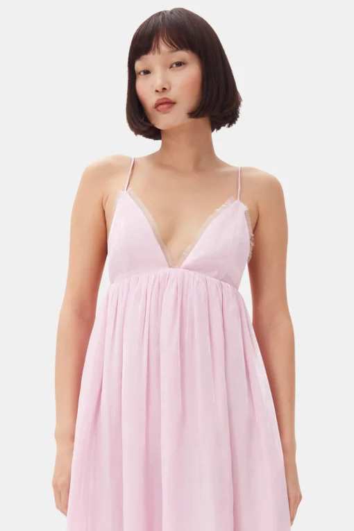 GANNI Kjoler<Pink Satin Strap-kjole ChalkPink