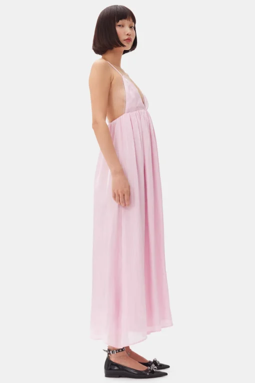 GANNI Kjoler<Pink Satin Strap-kjole ChalkPink