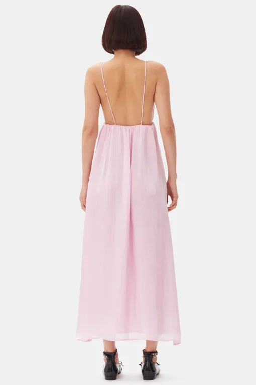 GANNI Kjoler<Pink Satin Strap-kjole ChalkPink
